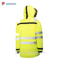 Veste de sécurité noire chaude hiver, Parka réfléchissante imperméable Hi Vis